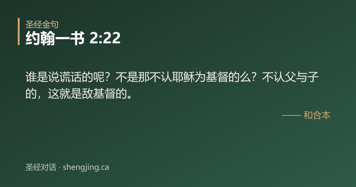 约翰一书 2:22 经文图片:谁是说谎话的呢？不是那不认耶稣为基督的么？不认父与子的，这就是敌基督的。