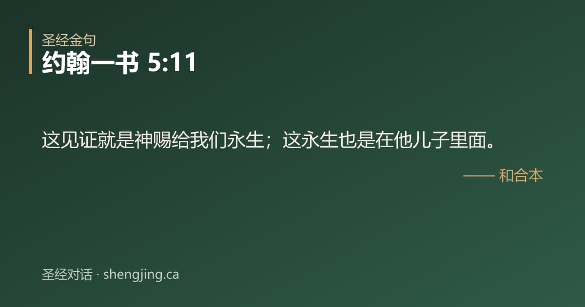 约翰一书 5:11 经文图片:这见证就是神赐给我们永生；这永生也是在他儿子里面。