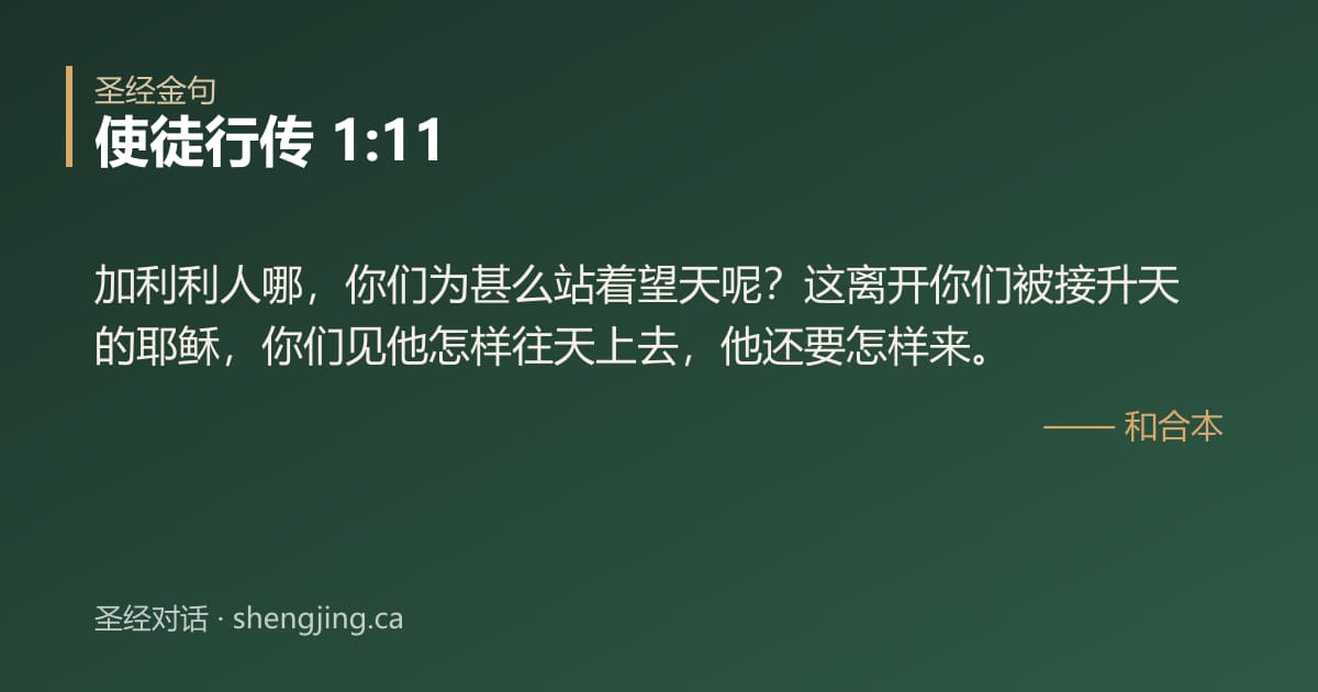 使徒行传 1:11 经文图片:加利利人哪，你们为甚么站着望天呢？这离开你们被接升天的耶稣，你们见他怎样往天上去