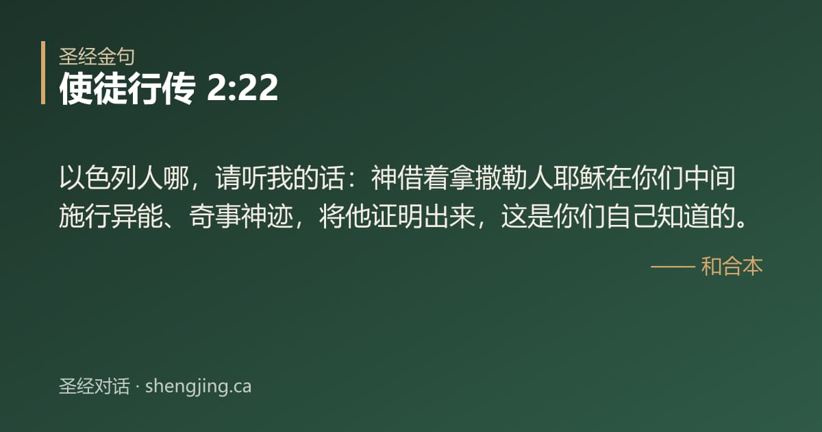 使徒行传 2:22 经文图片:以色列人哪，请听我的话：神借着拿撒勒人耶稣在你们中间施行异能、奇事神迹，将他证明
