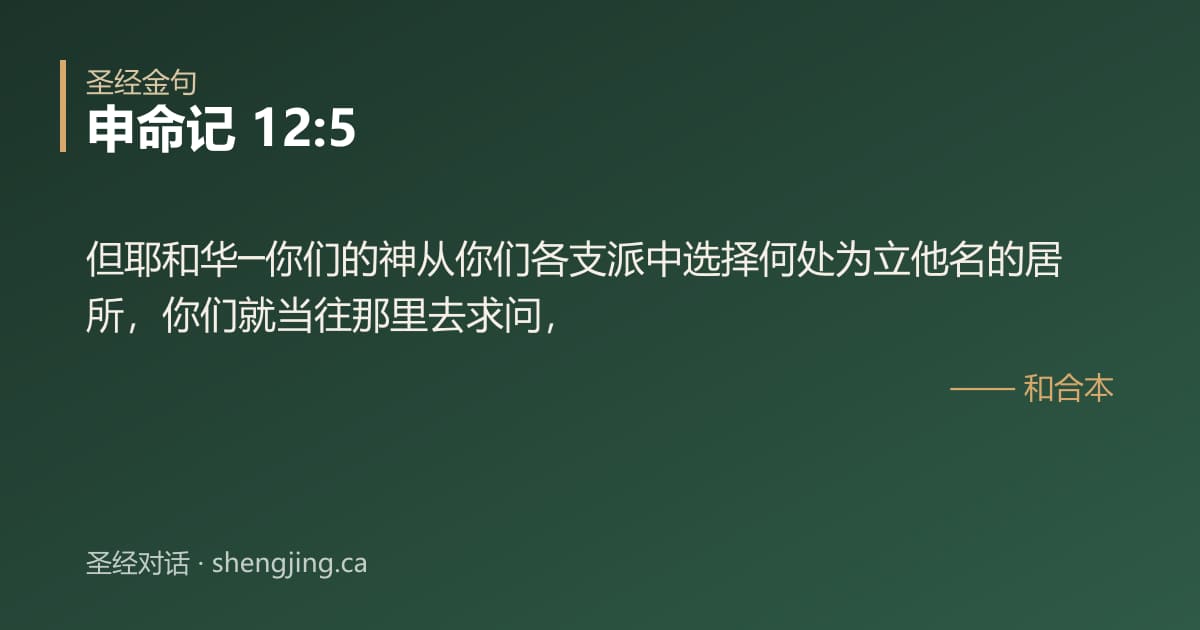 申命记 12:5 经文图片:但耶和华─你们的神从你们各支派中选择何处为立他名的居所，你们就当往那里去求问，