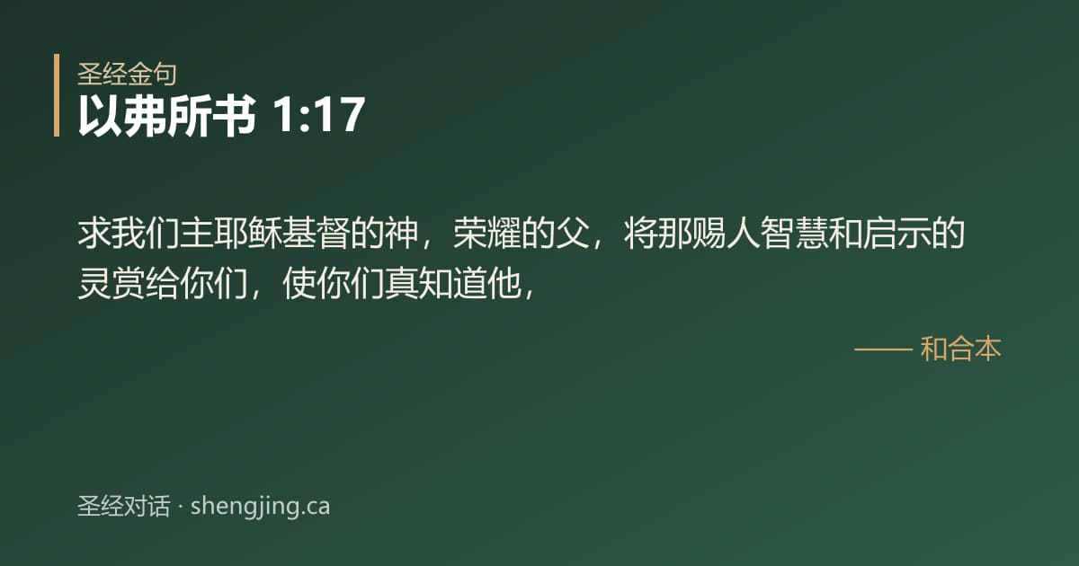 以弗所书 1:17 经文图片:求我们主耶稣基督的神，荣耀的父，将那赐人智慧和启示的灵赏给你们，使你们真知道他，