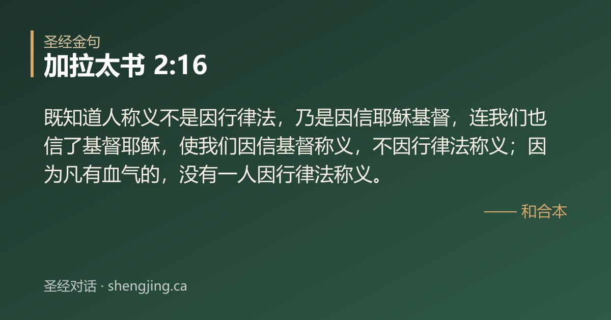加拉太书 2:16 经文图片:既知道人称义不是因行律法，乃是因信耶稣基督，连我们也信了基督耶稣，使我们因信基督