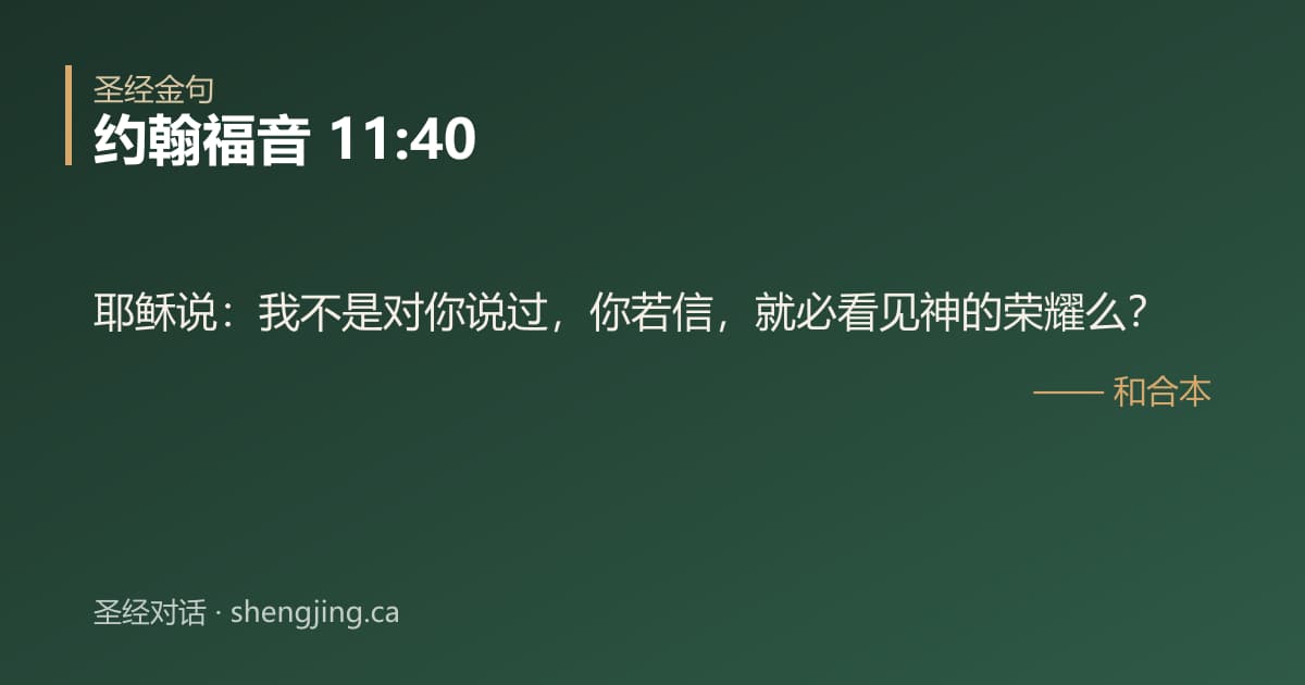 约翰福音 11:40 经文图片:耶稣说：我不是对你说过，你若信，就必看见神的荣耀么？