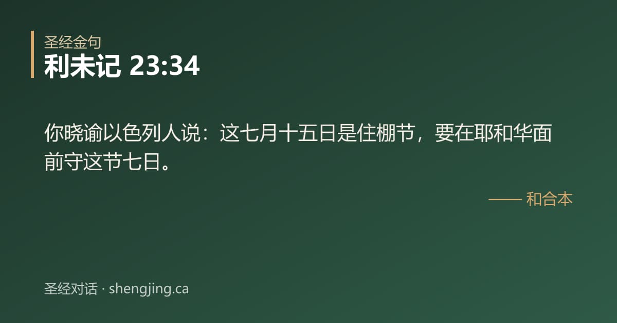 利未记 23:34 经文图片:你晓谕以色列人说：这七月十五日是住棚节，要在耶和华面前守这节七日。