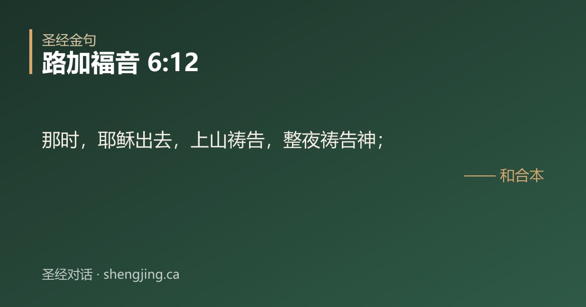 路加福音 6:12 经文图片:那时，耶稣出去，上山祷告，整夜祷告神；