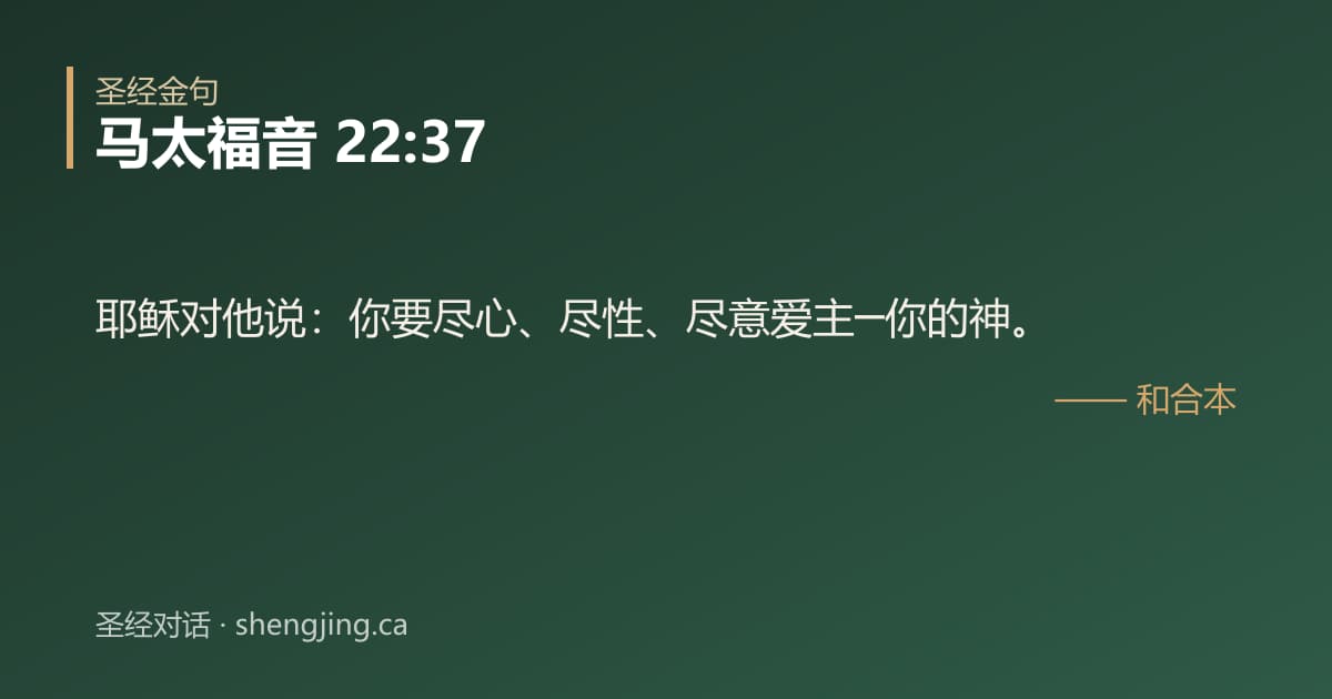 马太福音 22:37 经文图片:耶稣对他说：你要尽心、尽性、尽意爱主─你的神。