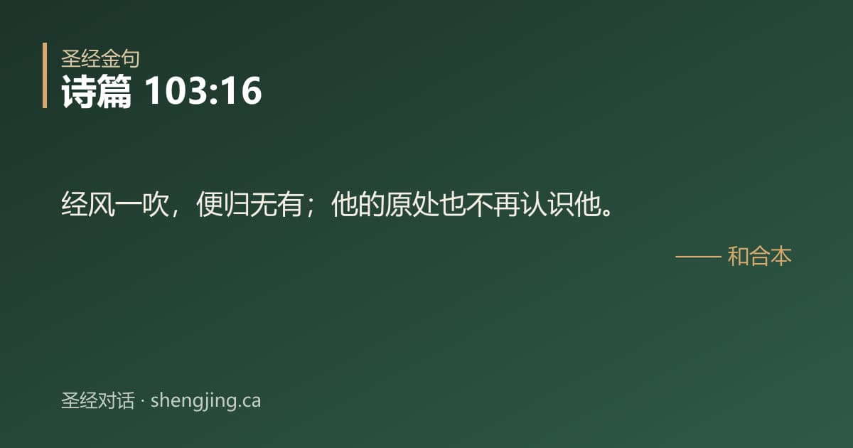 诗篇 103:16 经文图片:经风一吹，便归无有；他的原处也不再认识他。