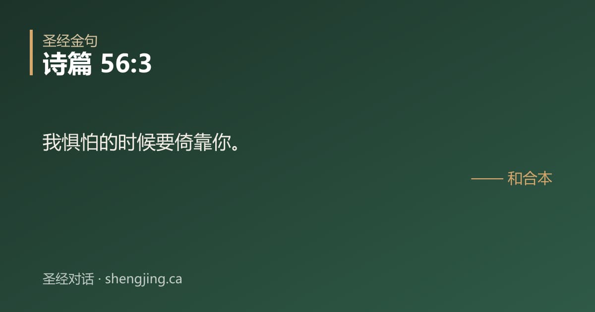 诗篇 56:3 经文图片:我惧怕的时候要倚靠你。