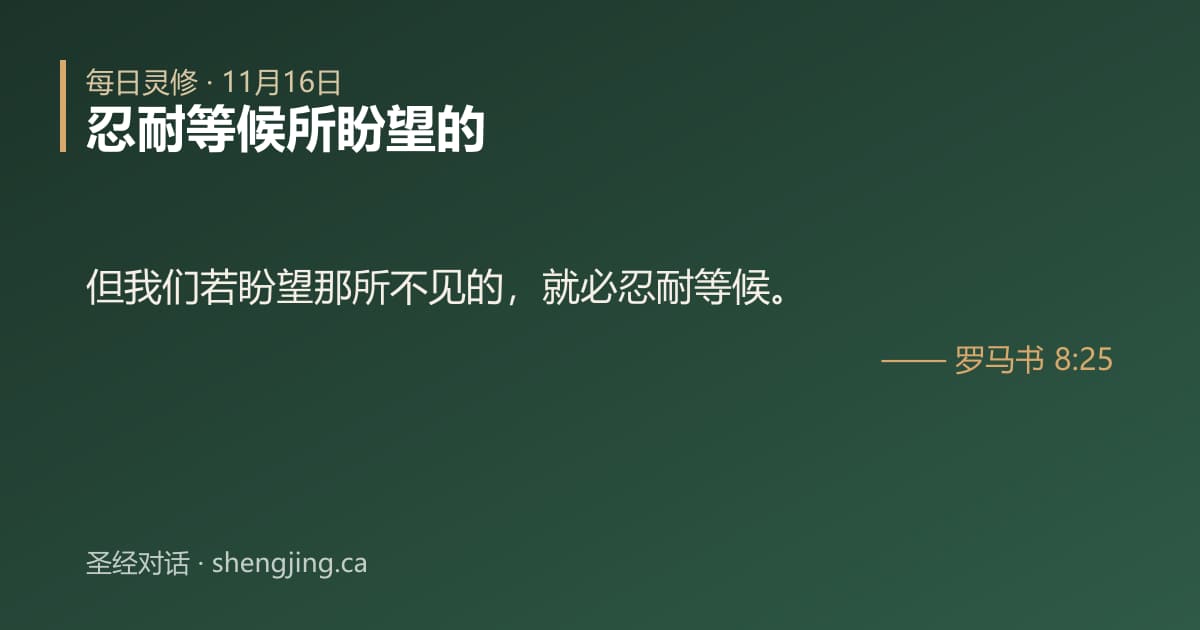 11月16日 每日灵修经文图片:忍耐等候所盼望的(罗马书 8:25)