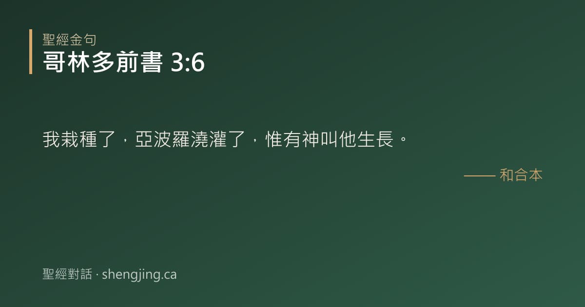哥林多前書 3:6 經文圖片:我栽種了，亞波羅澆灌了，惟有神叫他生長。
