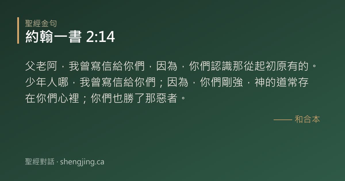約翰一書 2:14 經文圖片:父老阿，我曾寫信給你們，因為，你們認識那從起初原有的。少年人哪，我曾寫信給你們；