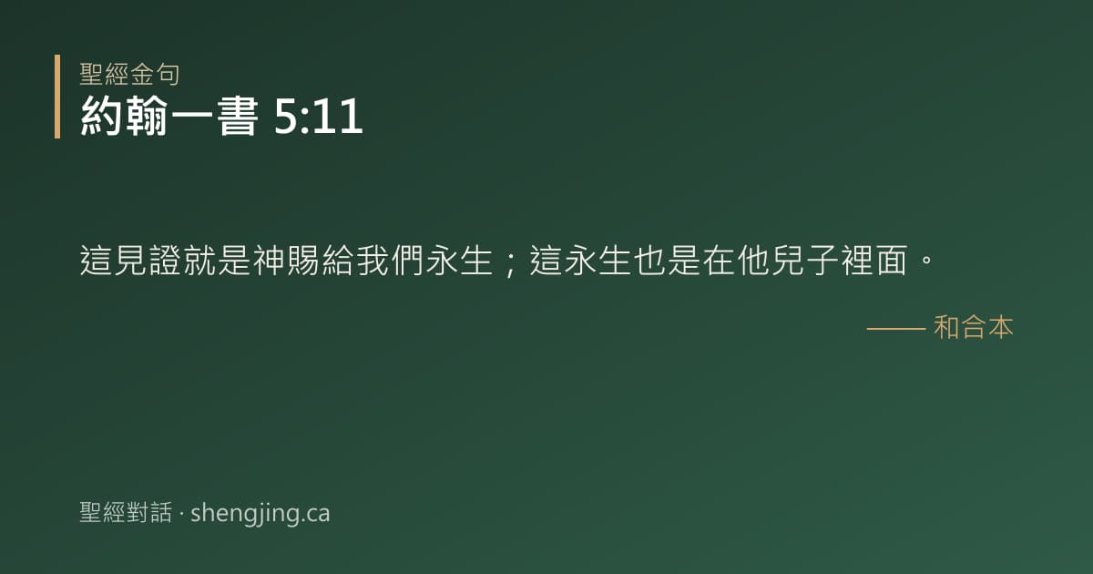 約翰一書 5:11 經文圖片:這見證就是神賜給我們永生；這永生也是在他兒子裡面。