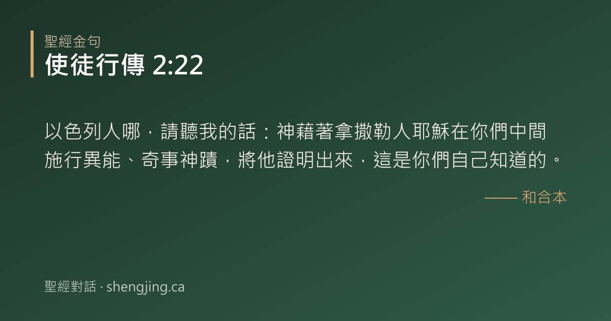 使徒行傳 2:22 經文圖片:以色列人哪，請聽我的話：神藉著拿撒勒人耶穌在你們中間施行異能、奇事神蹟，將他證明