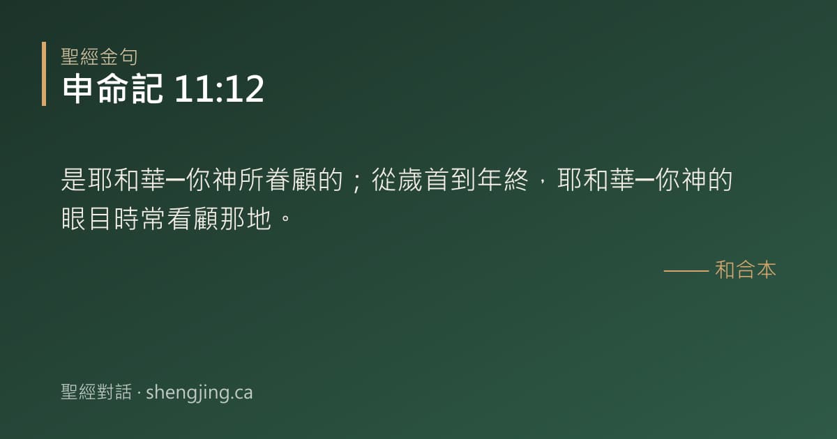 申命記 11:12 經文圖片:是耶和華─你神所眷顧的；從歲首到年終，耶和華─你神的眼目時常看顧那地。