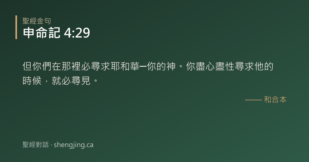 申命記 4:29 經文圖片:但你們在那裡必尋求耶和華─你的神。你盡心盡性尋求他的時候，就必尋見。