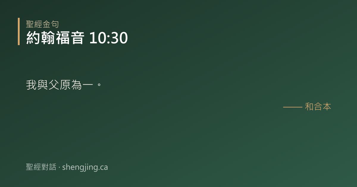 約翰福音 10:30 經文圖片:我與父原為一。