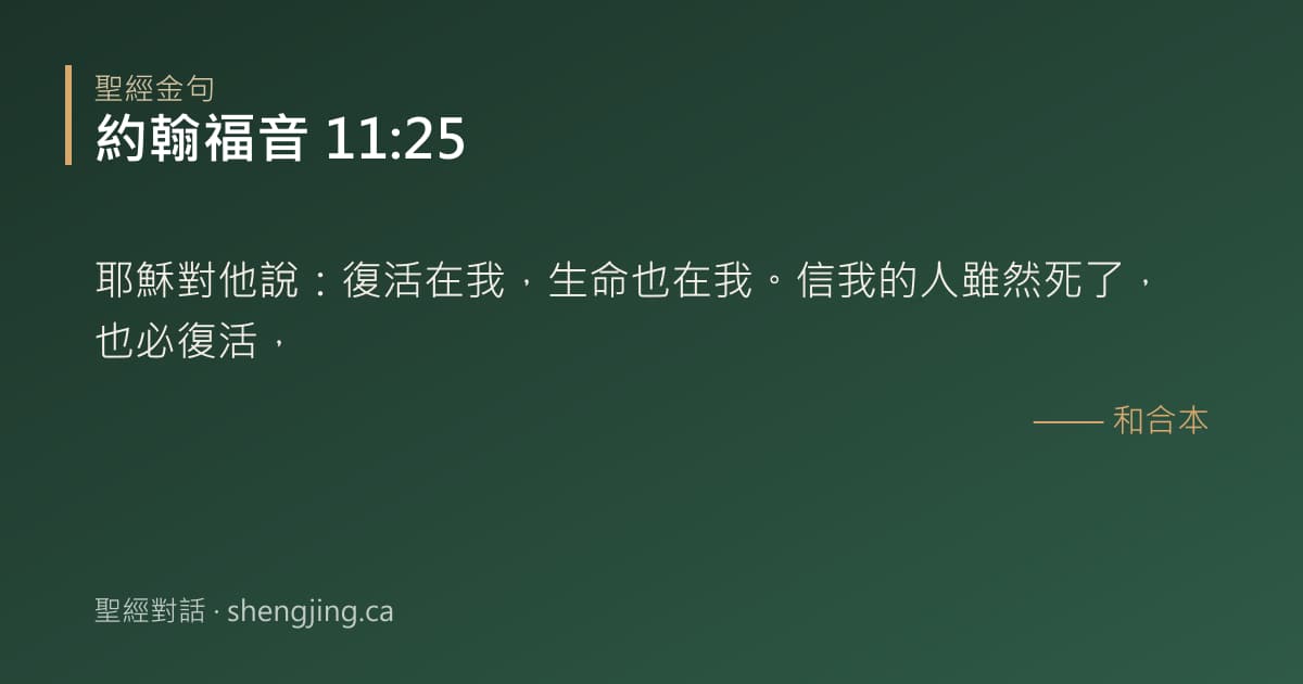 約翰福音 11:25 經文圖片:耶穌對他說：復活在我，生命也在我。信我的人雖然死了，也必復活，