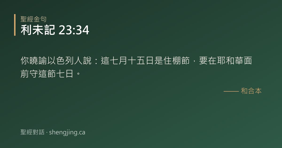 利未記 23:34 經文圖片:你曉諭以色列人說：這七月十五日是住棚節，要在耶和華面前守這節七日。