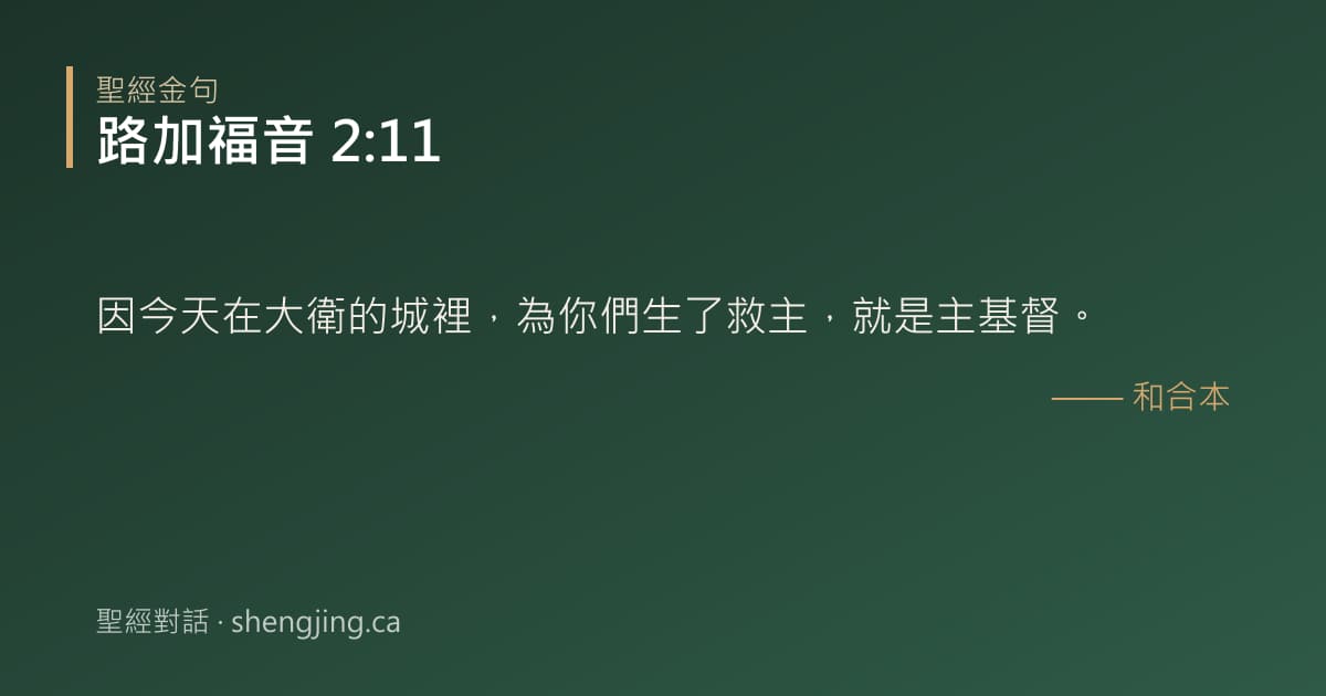 路加福音 2:11 經文圖片:因今天在大衛的城裡，為你們生了救主，就是主基督。