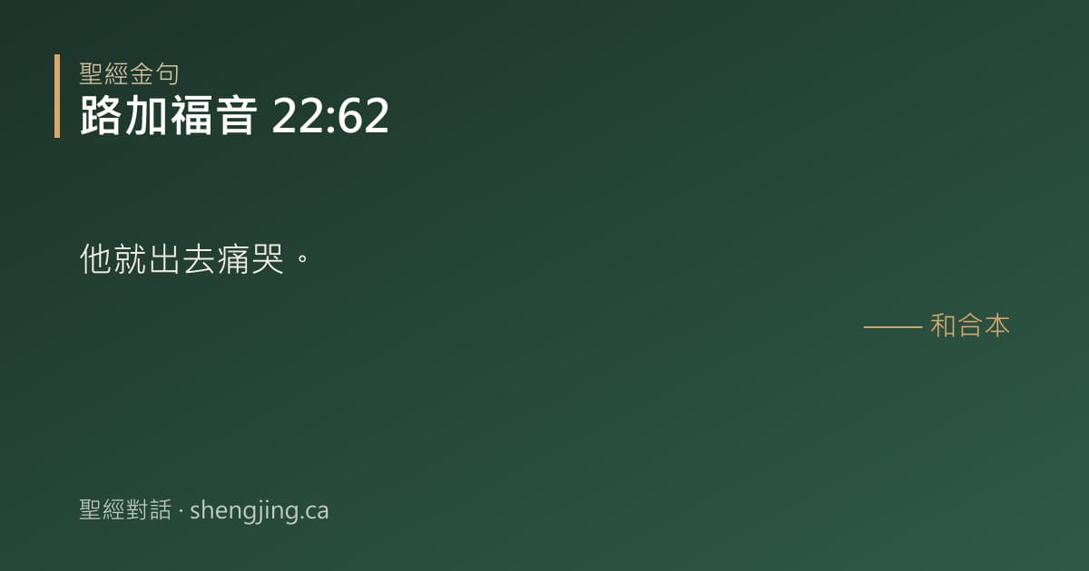 路加福音 22:62 經文圖片:他就出去痛哭。