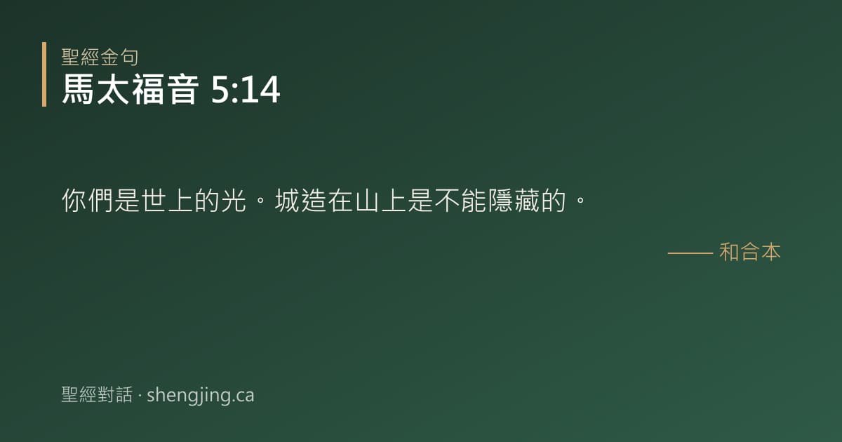 馬太福音 5:14 經文圖片:你們是世上的光。城造在山上是不能隱藏的。