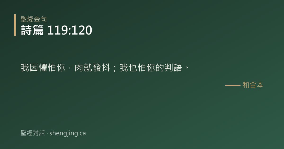 詩篇 119:120 經文圖片:我因懼怕你，肉就發抖；我也怕你的判語。