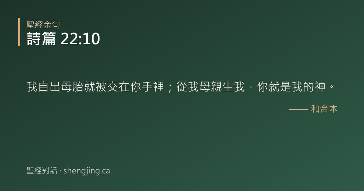 詩篇 22:10 經文圖片:我自出母胎就被交在你手裡；從我母親生我，你就是我的神。