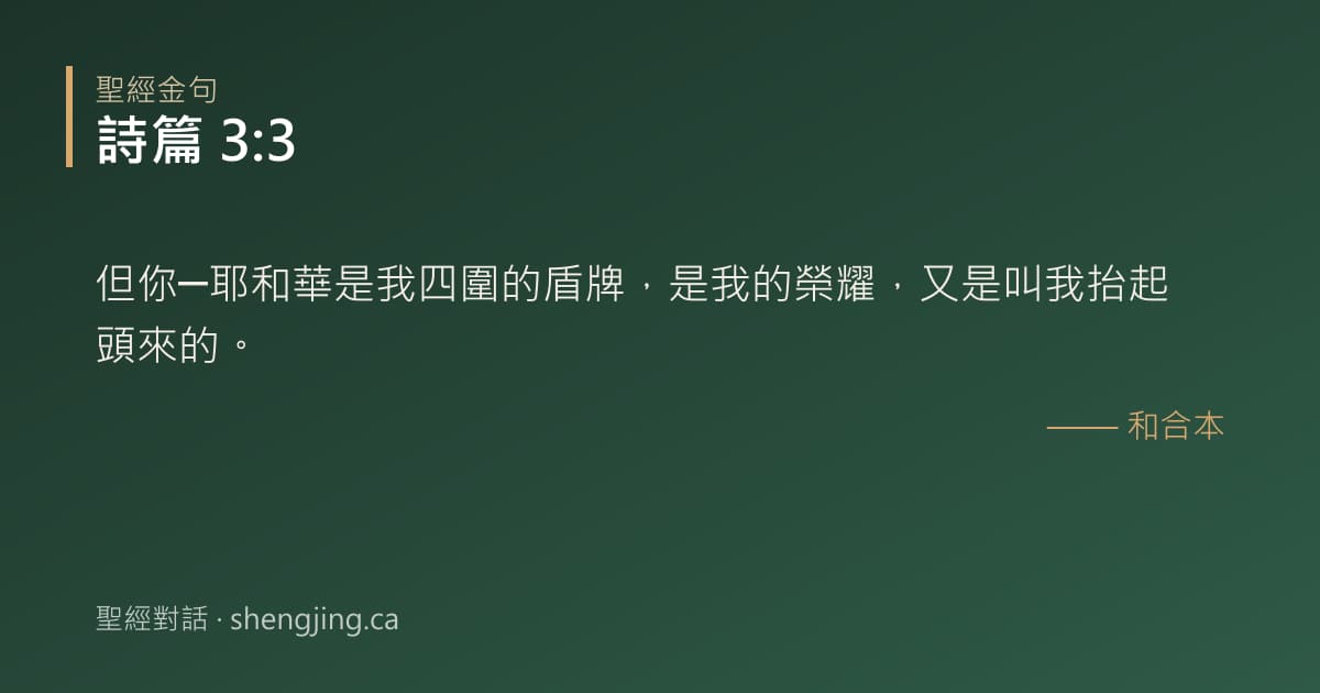 詩篇 3:3 經文圖片:但你─耶和華是我四圍的盾牌，是我的榮耀，又是叫我抬起頭來的。