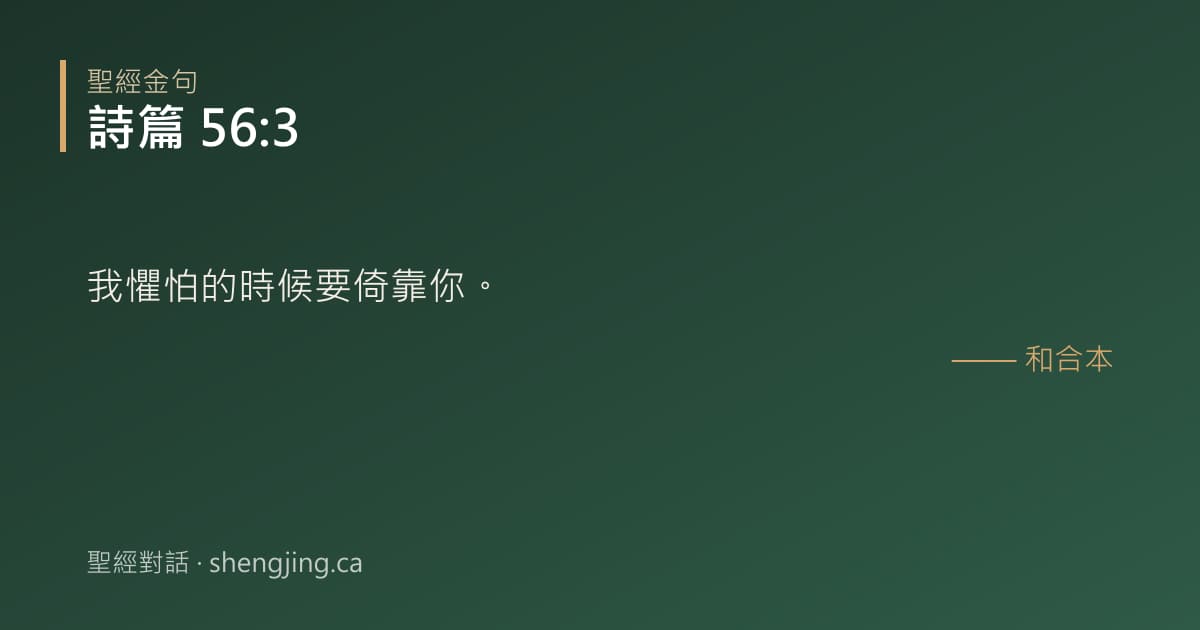 詩篇 56:3 經文圖片:我懼怕的時候要倚靠你。