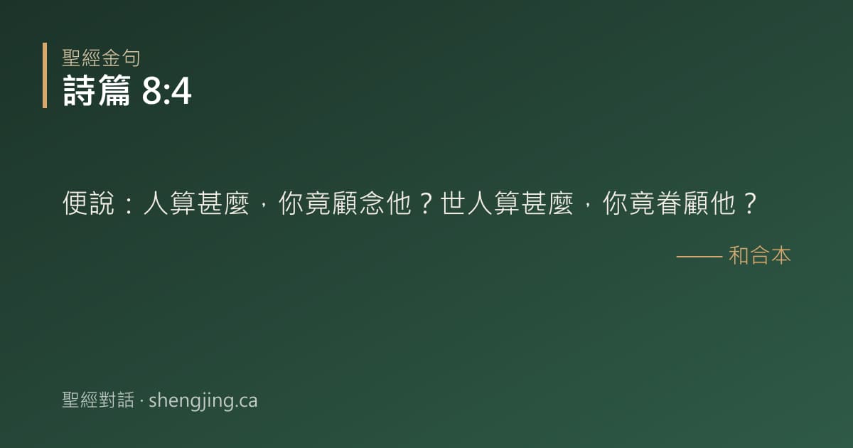 詩篇 8:4 經文圖片:便說：人算甚麼，你竟顧念他？世人算甚麼，你竟眷顧他？