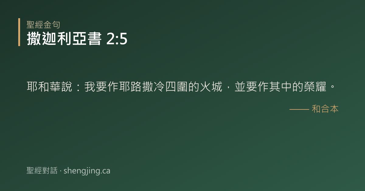 撒迦利亞書 2:5 經文圖片:耶和華說：我要作耶路撒冷四圍的火城，並要作其中的榮耀。